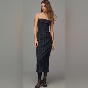 NEW Strapless Beaded Denim Dress - Size XL